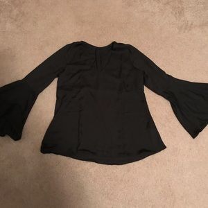 Bell sleeve satin blouse